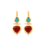 Boucles d'oreilles dormeuses Bysance en métal doré et cabochons goutte et poire - multi Multi