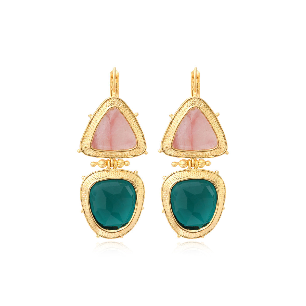 Boucles d'oreilles dormeuses Bysance en métal doré et cabochons articulés - multi Multi