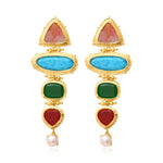 Boucles d'oreilles clip Bysance à cabochons multicolores articulés - multi Multi