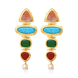 Boucles d'oreilles clip Bysance à cabochons multicolores articulés - multi Multi