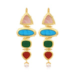Boucles d'oreilles dormeuses Bysance à cabochons multicolores articulés - multi Multi