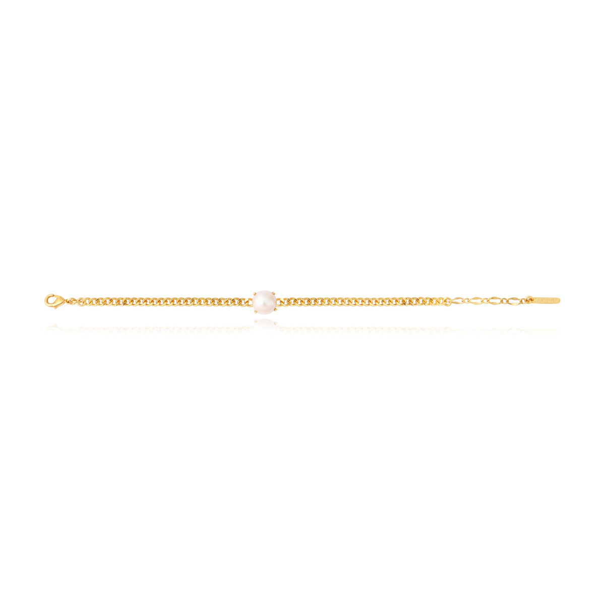 Bracelet Bysance en chaîne dorée et perle de rivière sertie - perle Perle