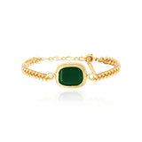 Bracelet Bysance en chaîne dorée et cabochon - vert Vert