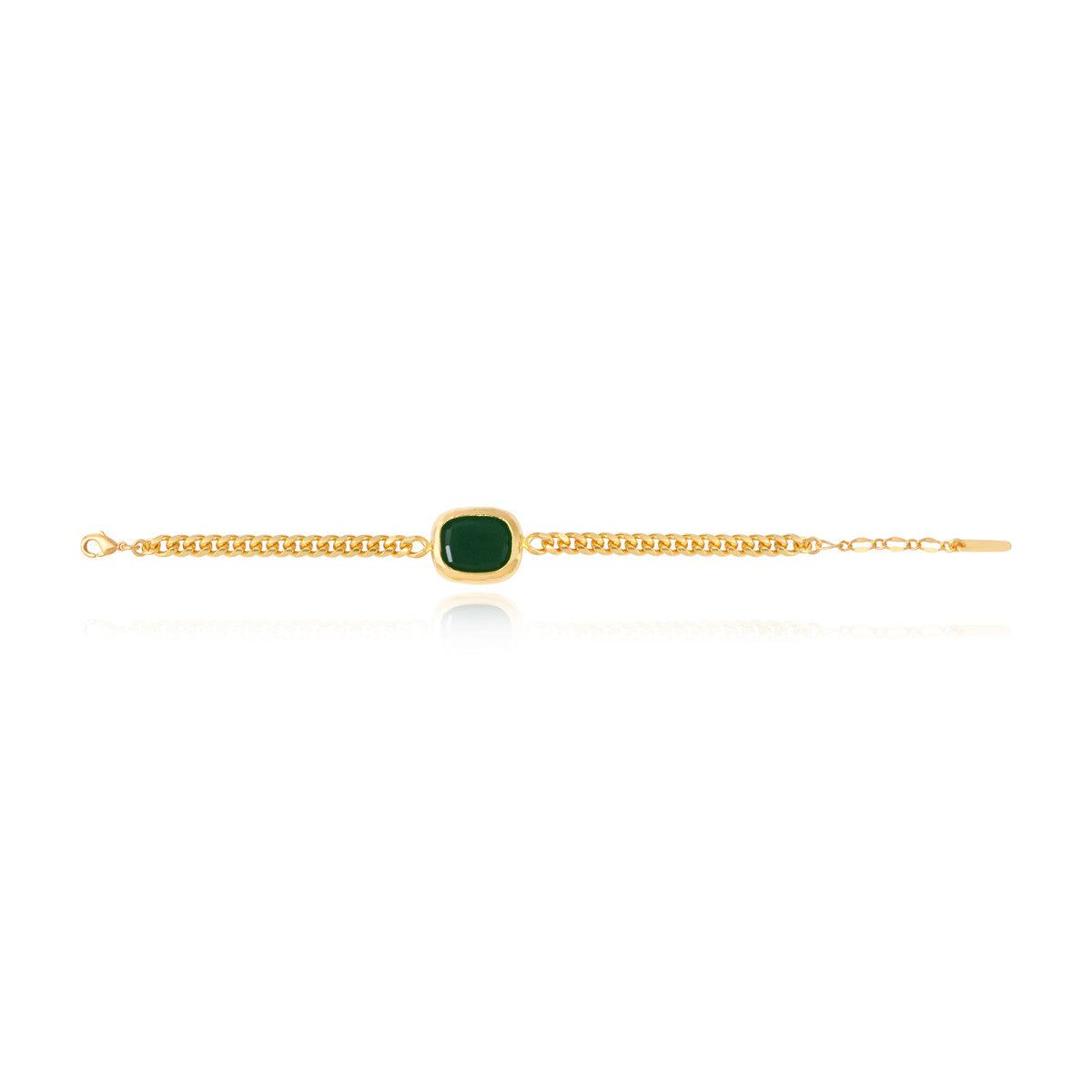 Bracelet Bysance en chaîne dorée et cabochon - vert Vert