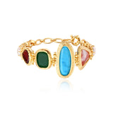 Bracelet Bysance à cabochons multicolores et perles de rivière - multi Multi