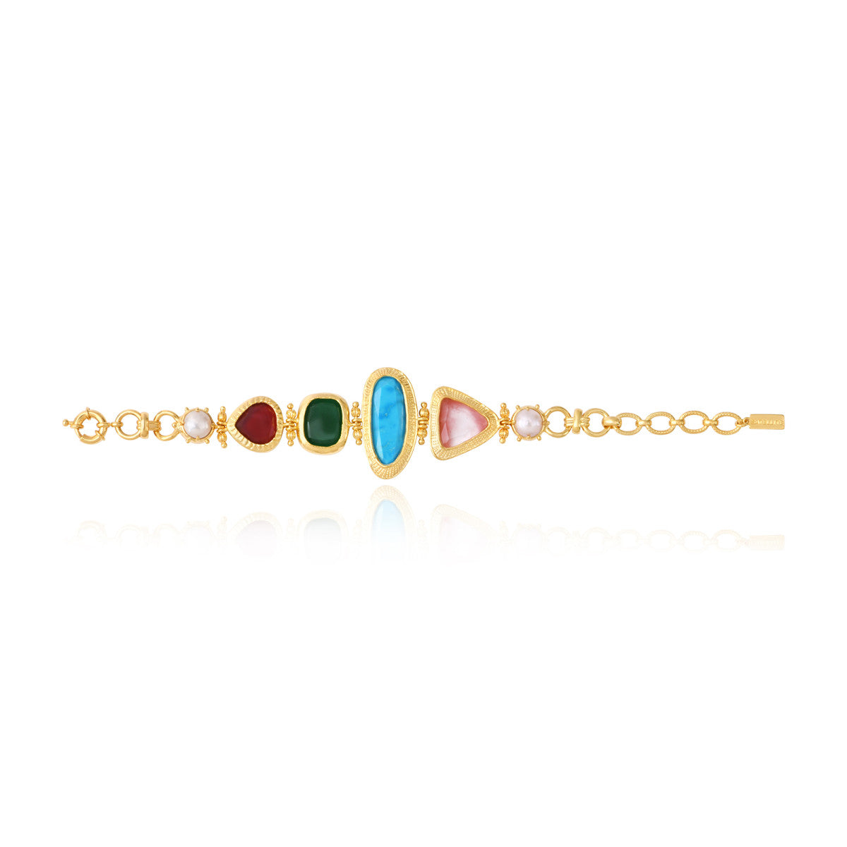 Bracelet Bysance à cabochons multicolores et perles de rivière - multi Multi
