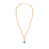 Collier Bysance en métal doré, perle de rivière et cabochon goutte - bleu Bleu