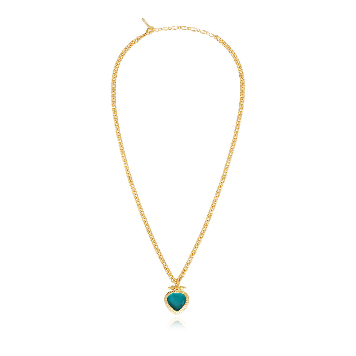 Collier Bysance en métal doré et cabochon poire  - bleu Bleu