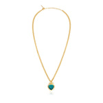 Collier Bysance en métal doré et cabochon poire  - bleu Bleu