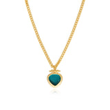 Collier Bysance en métal doré et cabochon poire  - bleu Bleu