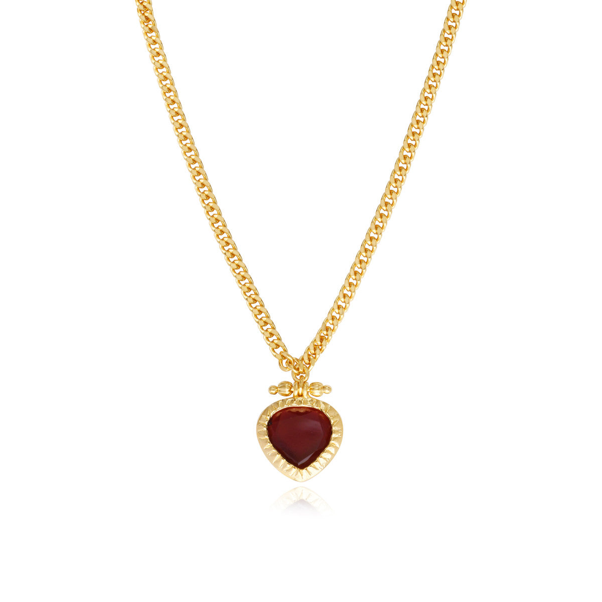 Collier Bysance en métal doré et cabochon poire - rouge Rouge