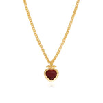 Collier Bysance en métal doré et cabochon poire - rouge Rouge