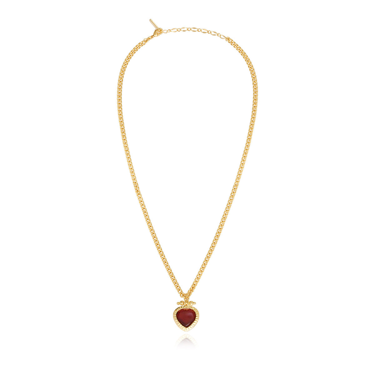 Collier Bysance en métal doré et cabochon poire - rouge Rouge