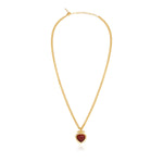 Collier Bysance en métal doré et cabochon poire - rouge Rouge