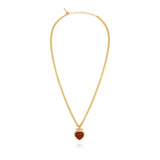 Collier Bysance en métal doré et cabochon poire - rouge Rouge
