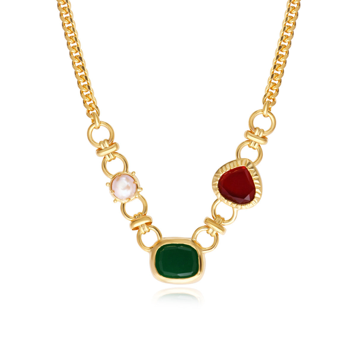 Collier Bysance en métal doré et cabochons - multi Multi