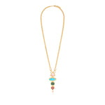 Collier long Bysance en métal doré et cabochons articulés -  multi Multi