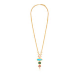 Collier long Bysance en métal doré et cabochons articulés -  multi Multi