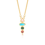 Collier long Bysance en métal doré et cabochons articulés -  multi Multi