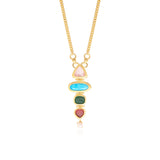 Collier long Bysance en métal doré et cabochons articulés -  multi Multi