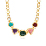 Collier Bysance en chaîne à maillons ronds et cabochons articulés - multi Multi
