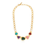 Collier Bysance en chaîne à maillons ronds et cabochons articulés - multi Multi