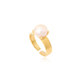 Bague réglable Bysance en métal doré et perle de rivière - perle Perle