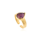 Bague réglable Bysance en métal doré et améthyste goutte - violet Amethyste
