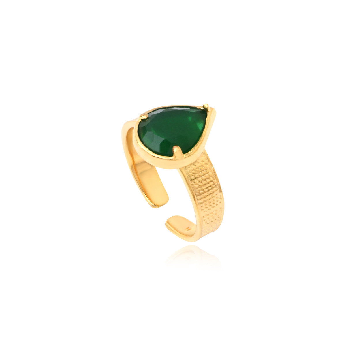 Bague réglable Bysance en métal doré et cabochon goutte - vert Vert