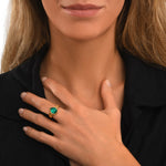 Bague réglable Bysance en métal doré et cabochon goutte - vert Vert
