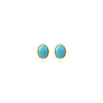 Boucles d'oreilles tige Océane en métal doré et cabochon ovale en turquoise composite - turquoise Turquoise
