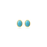 Boucles d'oreilles tige Océane en métal doré et cabochon ovale en turquoise composite - turquoise Turquoise