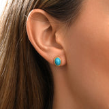 Boucles d'oreilles tige Océane en métal doré et cabochon ovale en turquoise composite - turquoise Turquoise