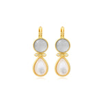 Boucles d'oreilles dormeuses Océane en métal doré, acrylique et nacre - blanc Blanc