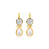 Boucles d'oreilles dormeuses Océane en métal doré, acrylique et nacre - blanc Blanc
