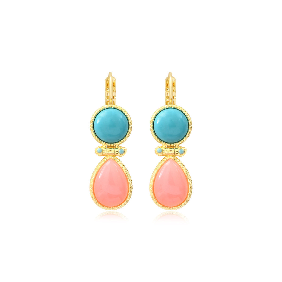 Boucles d'oreilles dormeuses Océane en métal doré et turquoise composite - multi Multi