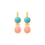 Boucles d'oreilles dormeuses Océane en métal doré et turquoise composite - multi Multi