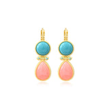 Boucles d'oreilles dormeuses Océane en métal doré et turquoise composite - multi Multi
