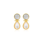 Boucles d'oreilles tige Océane en métal doré, acrylique et nacre - blanc Blanc