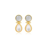 Boucles d'oreilles tige Océane en métal doré, acrylique et nacre - blanc Blanc