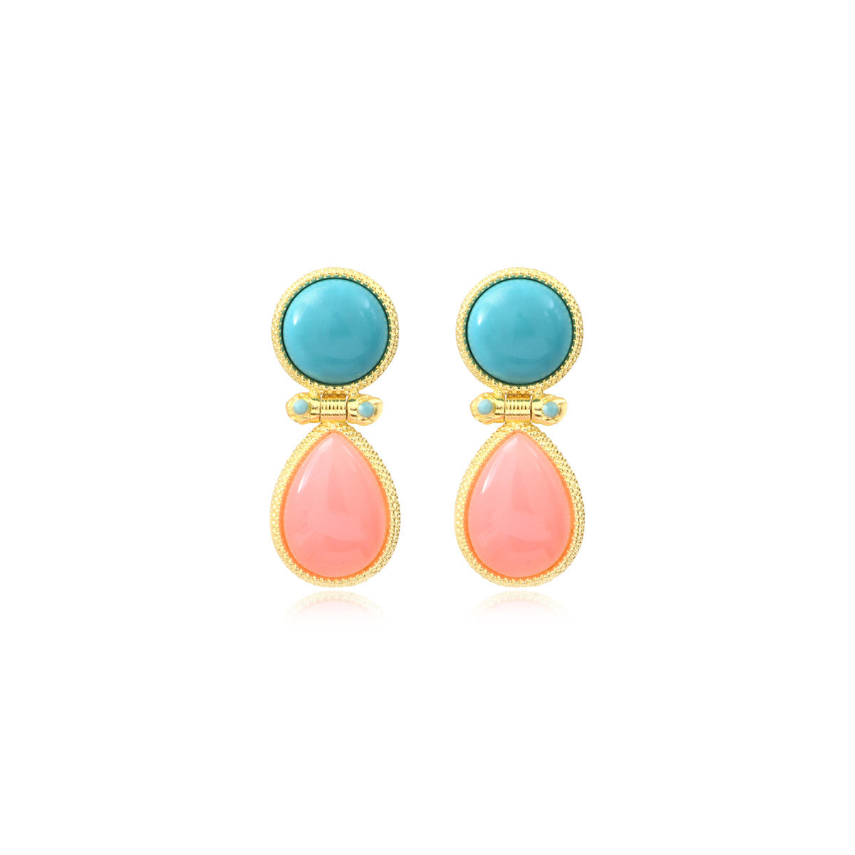 Boucles d'oreilles tige Océane en métal doré et turquoise composite - multi Multi