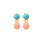 Boucles d'oreilles tige Océane en métal doré et turquoise composite - multi Multi