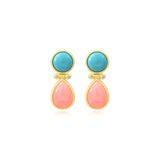 Boucles d'oreilles tige Océane en métal doré et turquoise composite - multi Multi