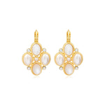 Boucles d'oreilles dormeuses Océane en métal doré, nacre et strass - blanc Blanc