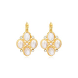 Boucles d'oreilles dormeuses Océane en métal doré, nacre et strass - blanc Blanc