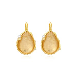Boucles d'oreilles goutte dormeuses Océane en métal doré, cabochon et strass - blanc Blanc