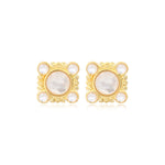 Boucles d'oreilles clip Océane en métal doré et nacre, motif coquillage - blanc Blanc