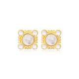 Boucles d'oreilles clip Océane en métal doré et nacre, motif coquillage - blanc Blanc