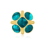 Broche Ashanti en métal et nacre - turquoise vert Turquoise vert