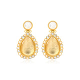 Boucles d'oreilles tige Océane nacre et cabochon goutte sertie de strass - blanc Blanc